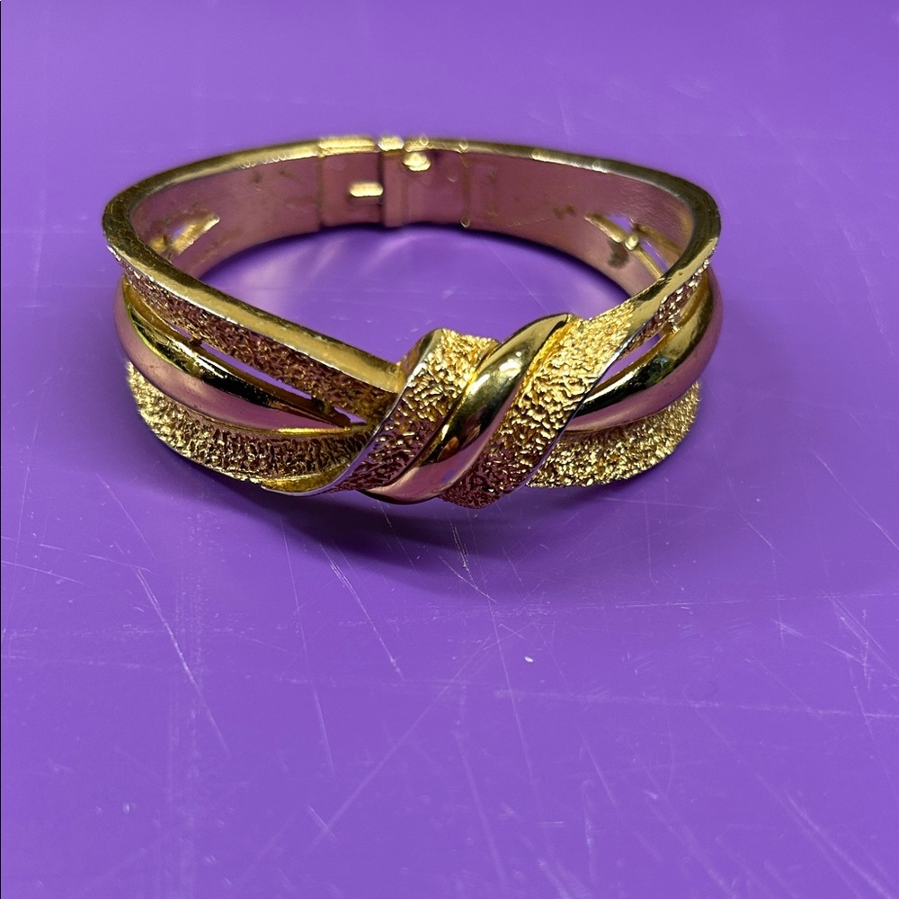 Trifari Elegant Gold-Tone Hinged Bracelet